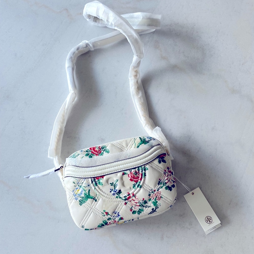 🌸NWT Tory Burch Soft Fleming quilted leather camera bag floral MATCHING sneakers